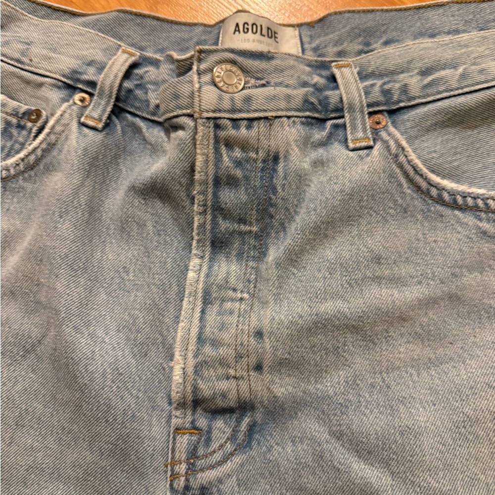 Agolde Parker Long Jean Shorts - Picture 3 of 14